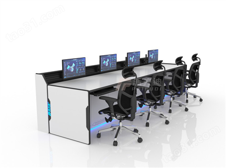 指挥中心控制台双联监控室电脑操作台定做弧形科技感调度工作台